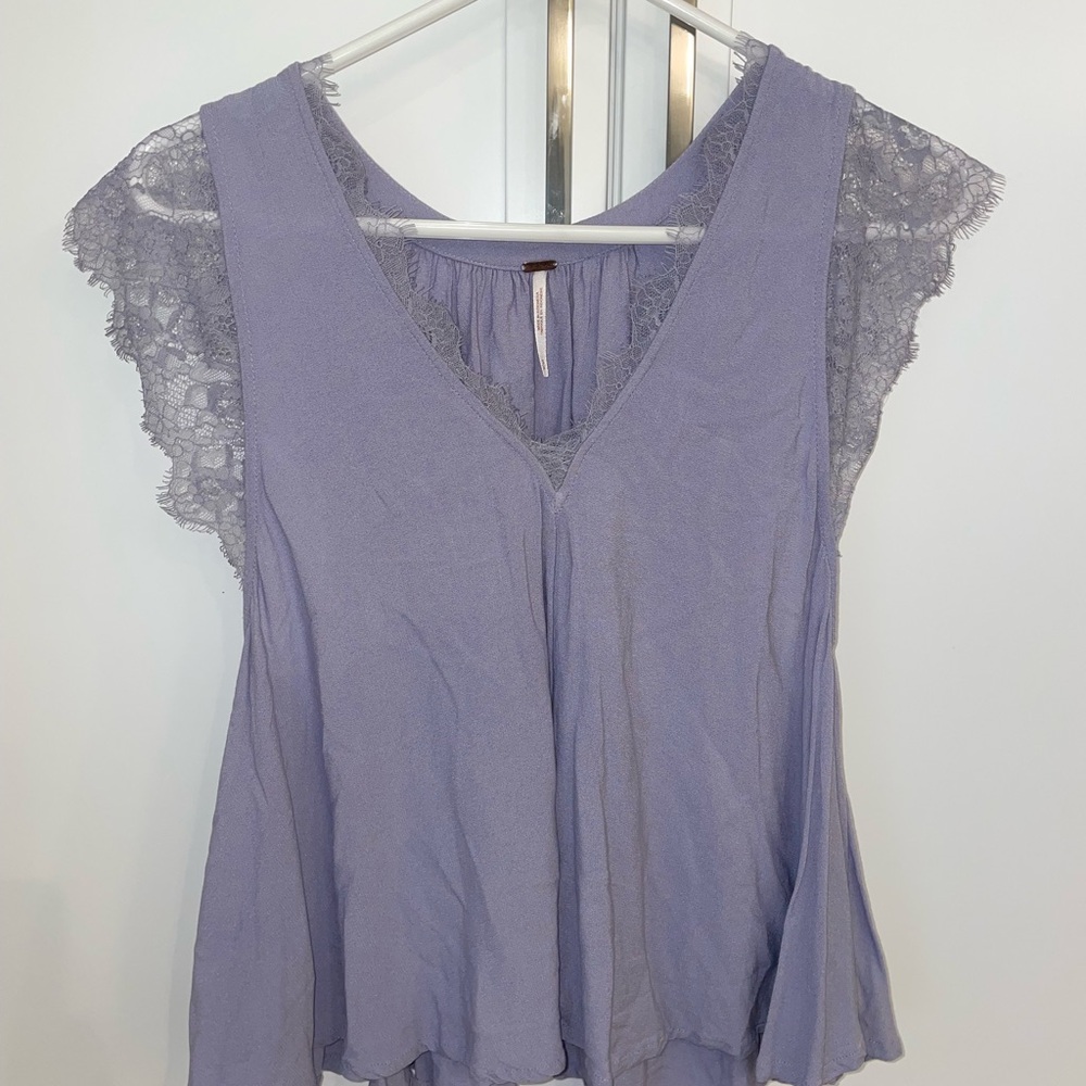 Free People Small Purple Short Sleeve Shirt